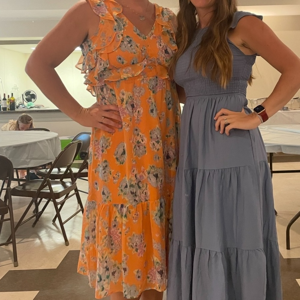 Floral Orange Ruffle Dress by LC